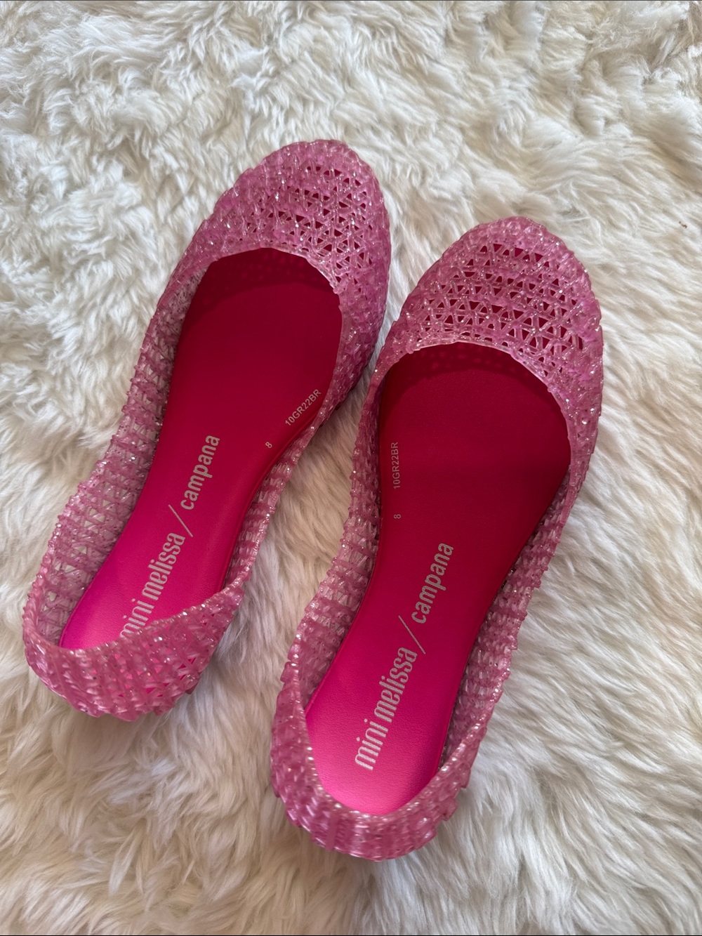 Mini Melissa Pink Jelly Woven Ballet Flats